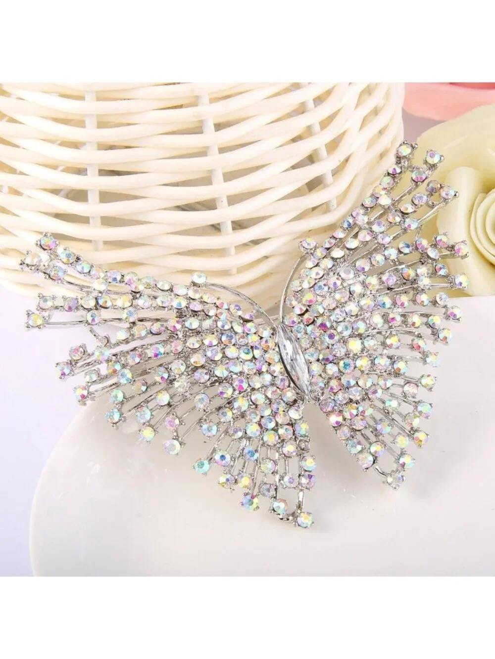 Gorgeous Austrian Crystal Butterfly Brooch for Bride, Prom, Wedding Accessory